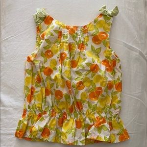 Janie and Jack lemon and orange peplum top 2T